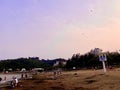 When can we fly again? Macao Coloane Hac Sa Beach Kids Flying Kites Sunset Afternoon Royalty Free Stock Photo