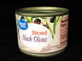 Can  of Great Value Sliced Black Olives Royalty Free Stock Photo