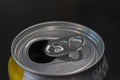 can lid black open circle silver drink closeup