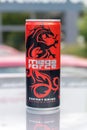 Can of megaforce energy drink with taurine and caffeine