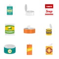 Can nutrition icon set, flat style Royalty Free Stock Photo