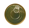 Can with opener. Canned prepared food, conserved snack Royalty Free Stock Photo