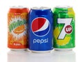 Can of Pepsi, Mirinda and 7up Royalty Free Stock Photo