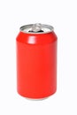 Can of red drink on white background Royalty Free Stock Photo