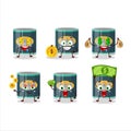 Can of sardines cartoon character with cute emoticon bring money