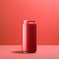 Vibrant Red Can Of Soda On Pink Paper - Minimalist Tracing Illustration