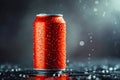 Can of soda with water drops on it. Generative AI Royalty Free Stock Photo