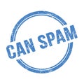 CAN SPAM text written on blue grungy round stamp