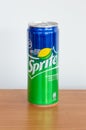 Can of Sprite soda soft drink. Sprite is brand belong The Coca-Cola Company.