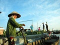 Can Tho, VIETNAM - Apr. 13, 2017. The Cai Rang Floating Market, the biggest floating market in the Mekong Delta Royalty Free Stock Photo