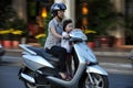 Motorbike rider in Vietnam. Panning effect