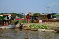CAN THO, VIETNAM - Mar 19, 2014: Vendors at the floating market, in Can Tho, Vietnam, on the Mekong Delta Royalty Free Stock Photo