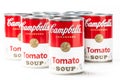 Can tins of Campbell`s brand tomato  soup Royalty Free Stock Photo