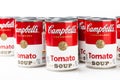 Can tins of Campbell`s brand tomato  soup Royalty Free Stock Photo