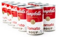 Can tins of Campbell`s brand tomato  soup Royalty Free Stock Photo