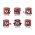 Can of tomato cartoon character are playing games with various cute emoticons