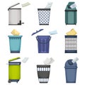Can trash vector cartoon set icon. Vector illustration garbage basket on white background. Isolated cartoon set icon can