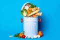 A can of vegetables is full of vegetables and a few other vegetables. AI generation Royalty Free Stock Photo