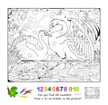 Can you find and color the numbers from 1 to 10 hidden in the picture? Coloring book. Logic puzzle game. Mathematics education for