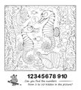 Can you find the numbers from 1 to 10 hidden in the picture? Logic puzzle game. Coloring book for kids. Math education for