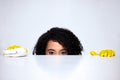 Can you see me now. a young woman cleaning her kitchen counter. Royalty Free Stock Photo