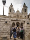 Cana, Israel, 8 July 2015: The Church of Jesus ` first miracle. Couples from all over the world come to renew their wedding vows,