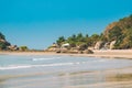 Canacona, Goa, India. Sunny Sky Over Calm Water Of Arabian Sea. Natural Landscape With Sandy Palolem Beach At Sunny