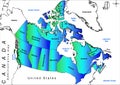 Canada Administrative Political Boundaries Map in Blue Green Gradient color style HD Quality