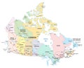 Canada administrative, political and road vector map Royalty Free Stock Photo