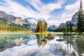 Canada, Alberta, Jasper National Park, Maligne Lake and Spirit Island