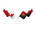 Canada and Angola flags. Crossed flags. Vector illustration.