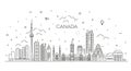 Canada architecture line skyline illustration Royalty Free Stock Photo