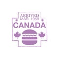 Canada arrival ink stamp on passport.