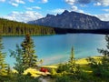 Canada, Banff National Park, Mountains Lake Scene Royalty Free Stock Photo