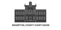 Canada, Brampton, County Court House, travel landmark vector illustration