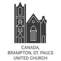 Canada, Brampton, St. Paul's United Church travel landmark vector illustration