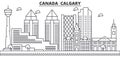 Canada, Calgary architecture line skyline illustration. Linear vector cityscape with famous landmarks, city sights