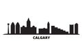 Canada, Calgary city skyline isolated vector illustration. Canada, Calgary travel black cityscape