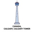 Canada, Calgary, Calgary Tower travel landmark vector illustration Royalty Free Stock Photo
