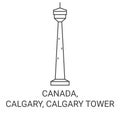 Canada, Calgary, Calgary Tower travel landmark vector illustration Royalty Free Stock Photo