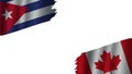 Canada and Cuba Flags, Obsolete Torn Weathered, Crisis Concept, 3D Illustration