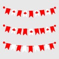 Canadian buntings, garlands, flags set isolated on gray background.