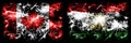 Canada, Canadian vs Tajikistan, Tajikistani New Year celebration sparkling fireworks flags concept background. Combination of two
