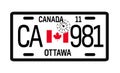 Canada car plate design Royalty Free Stock Photo