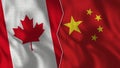 Canada and China Half Flags Together Royalty Free Stock Photo