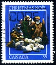 CANADA - CIRCA 1982: stamp 35 Canadian cents printed by Canada, shows The Shepherds with their Sheep, Christmas 1982, Nativity