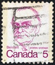 CANADA - CIRCA 1972: A stamp printed in Canada shows a portrait of Canadian Prime Minister Richard Bedford Bennett, circa 1972.