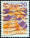 CANADA - CIRCA 1972: A stamp printed in Canada shows prairie landscape from the air, circa 1972. Royalty Free Stock Photo