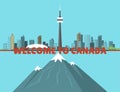 Canada city creek mountain nature skyline peak background downtown canadian cityscape vector illustration