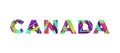 Canada Concept Retro Colorful Word Art Illustration